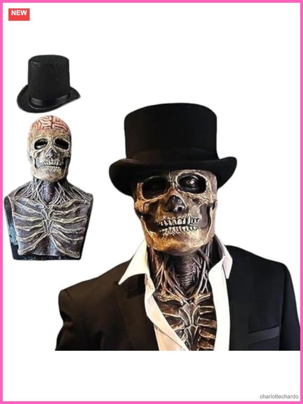 Halloween Skull Mask Scary Full Head Latex Skeleton Moving Jaw